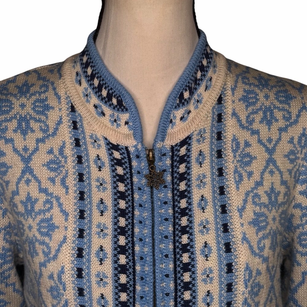 Appleseeds pale blue fair isle zip cardigan - Picture 2 of 9